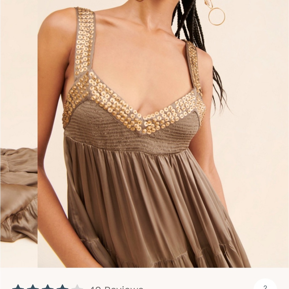 Free People Gold Sequin Midi Dress